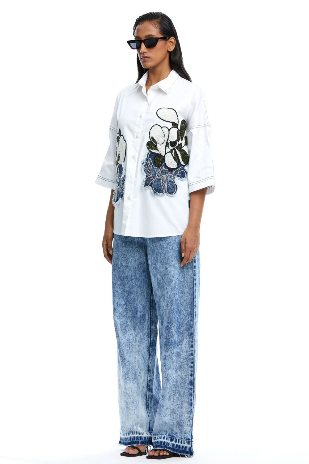 Kanika Goyal Label Warped Vine Dual Embellished Shirt - Image 2