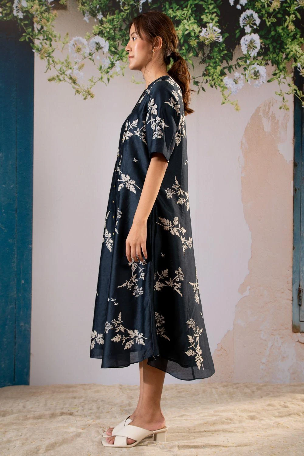 Arcvsh By Pallavi Singh Indigo Floral Printed Shirt Dress - Image 2