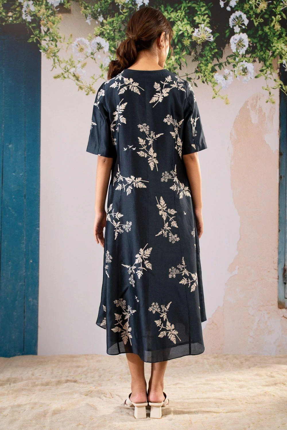 Arcvsh By Pallavi Singh Indigo Floral Printed Shirt Dress - Image 5