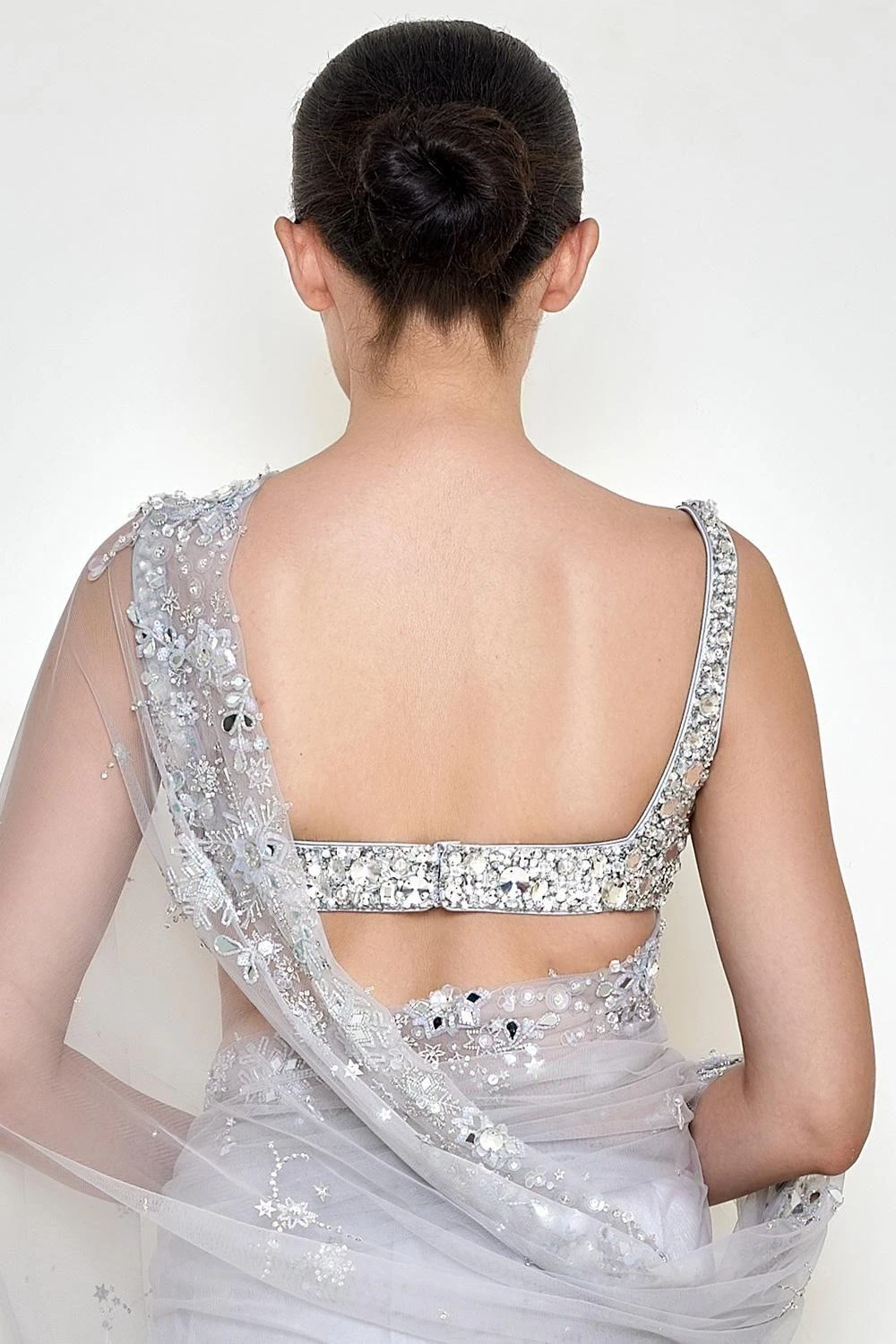 Dilnaz Ice Grey Diamante Blouse - Image 3