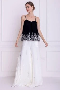 Dilnaz Black Thread Embroidered Camisole