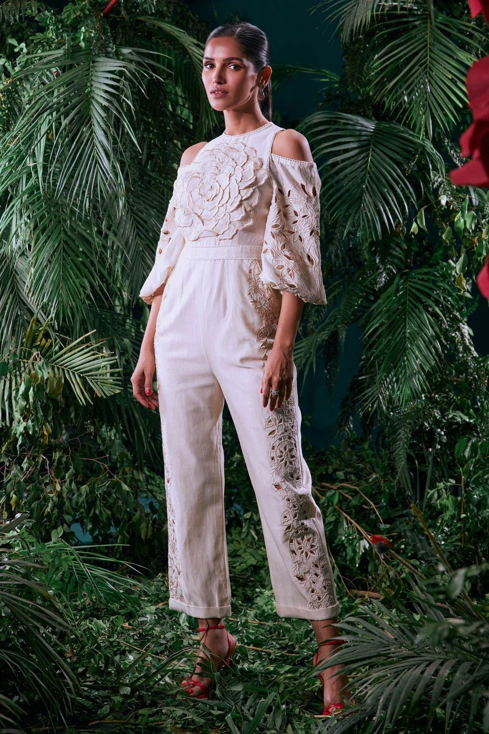 Chandrima Ivory Petal Jumpsuit - Image 2