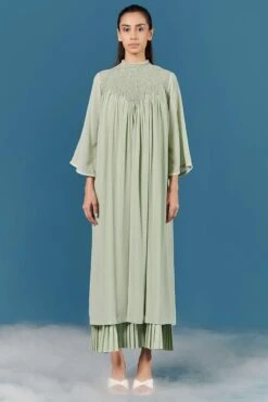 ILK Green Smocked & Gathered Dress