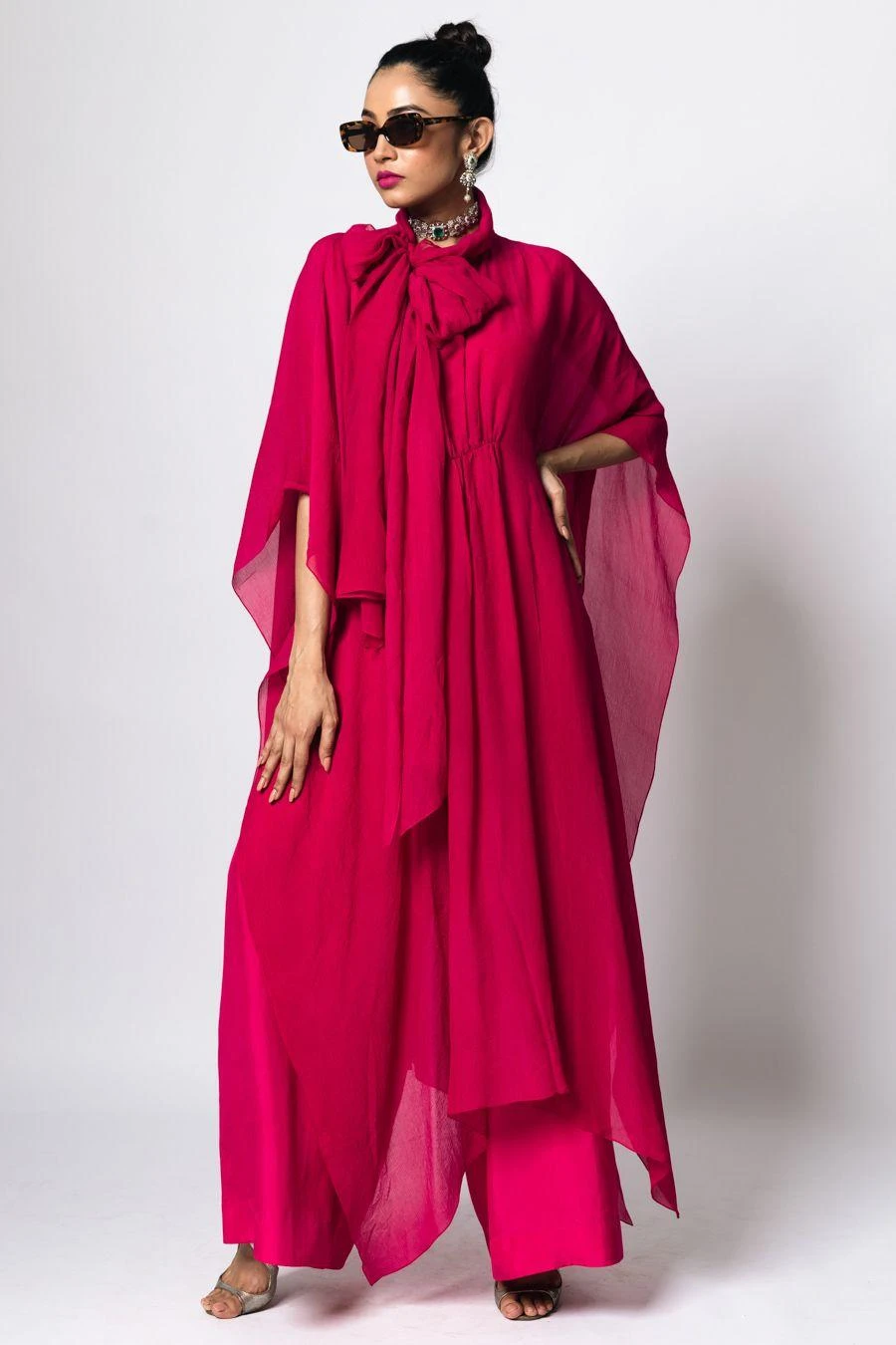 REIK Magenta Sevile Kaftan And Noir Jumpsuit