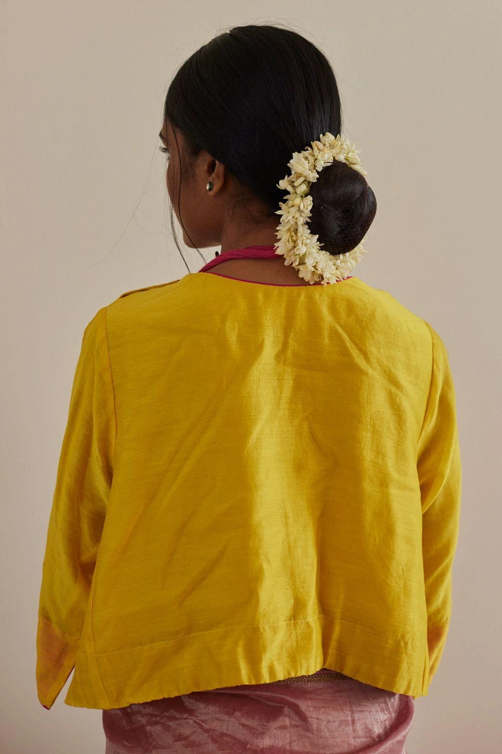 Shorshe Yellow Angrakha Blouse - Image 2