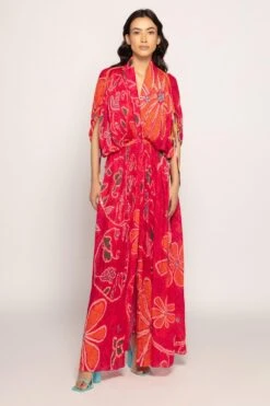 Saaksha & Kinni Pink Bandhani Printed Micro Pleated Dress