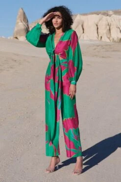 Twinkle Hanspal Green & Fuchsia Bonsai Printed Jumpsuit