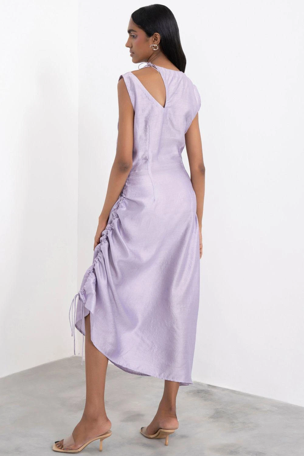 Corpora Studio Lilac Silk Dress With Cut Out Detail - Image 2