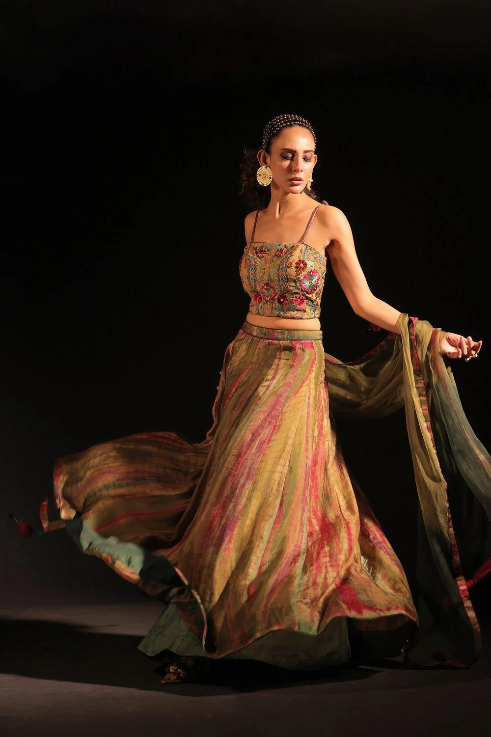 CAPISVIRLEO Olive Tie Dye Lehenga Set - Image 2