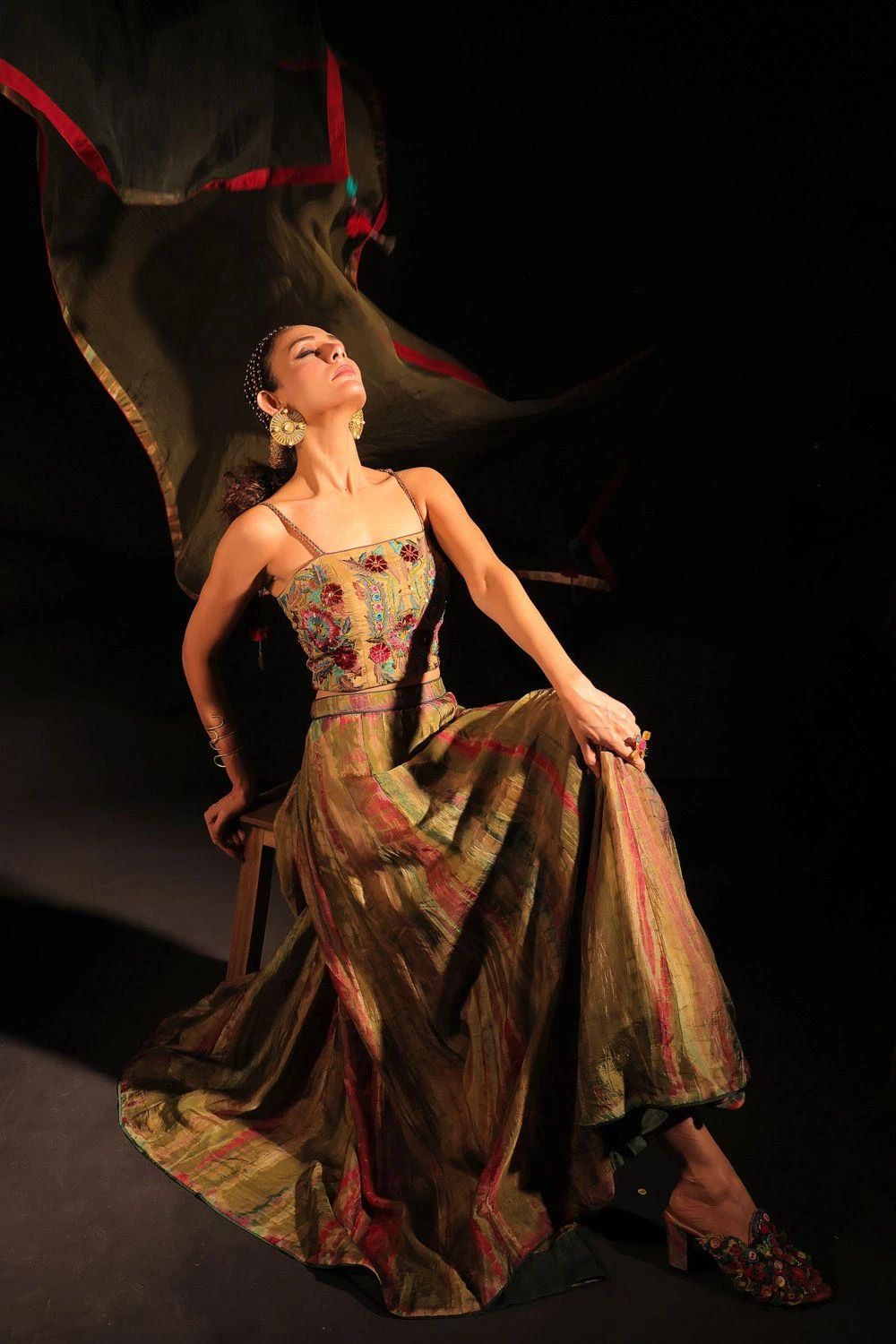 CAPISVIRLEO Olive Tie Dye Lehenga Set - Image 3