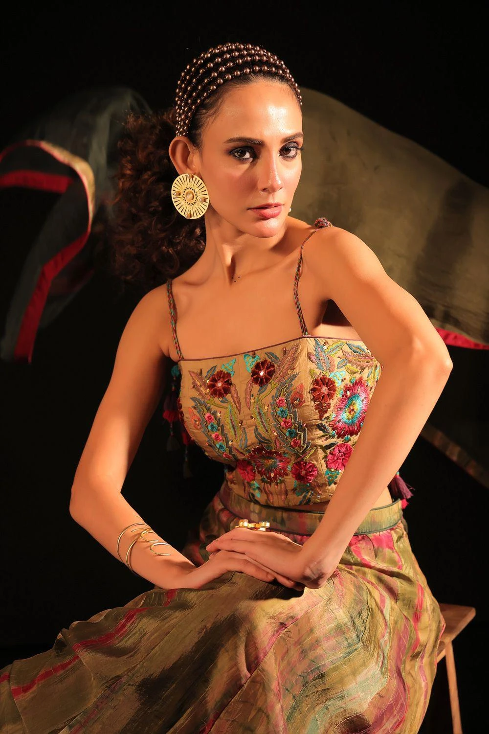 CAPISVIRLEO Olive Tie Dye Lehenga Set - Image 4