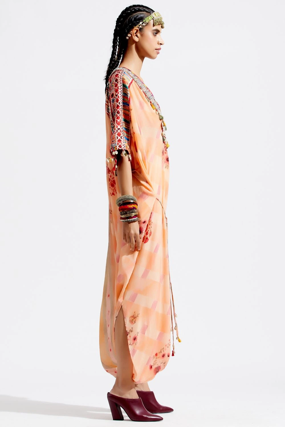 Aseem Kapoor Peach Textured Kaftan Jumpsuit - Image 2