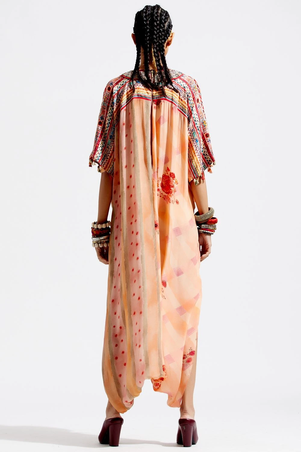 Aseem Kapoor Peach Textured Kaftan Jumpsuit - Image 4