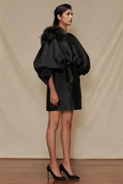 Shriya Som Black Taffeta Mini Dress