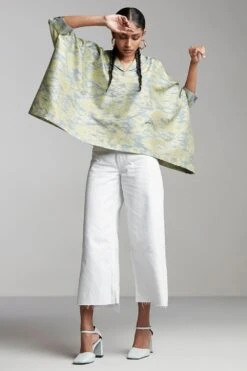 Alamelu Handloom Ikat Raw Silk Kaftan Top