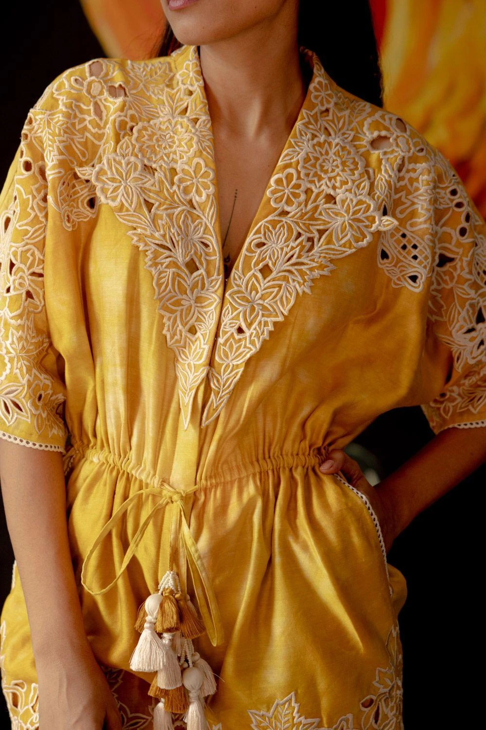 Chandrima Yellow Tie Dye Playsuit - Image 2