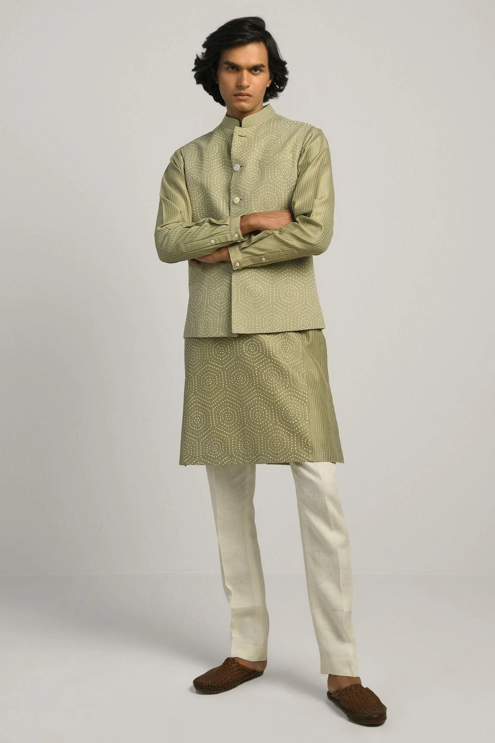 Countrymade Sage Green Linen Bundi - Image 2