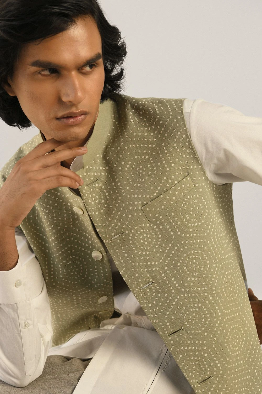 Countrymade Sage Green Linen Bundi - Image 4