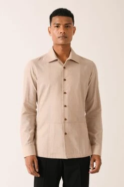 Dhruv Vaish Sand Stone Handloom Cotton Shirt