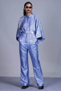 Hemang Agrawal Udaka Silver Brocade Boiler Suit