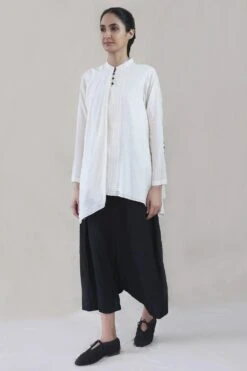 Ivory Checkered Layered Asymmetric Top