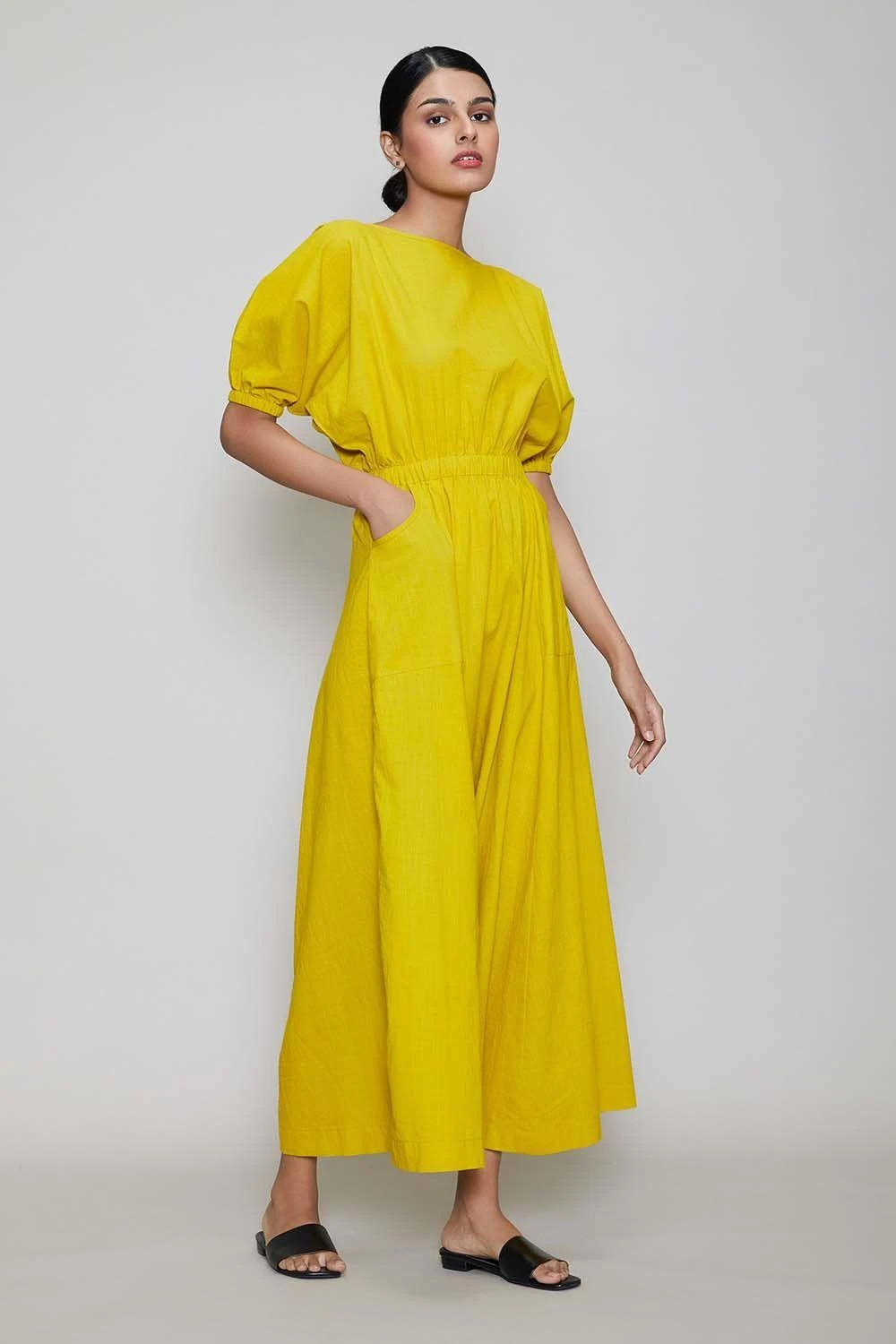 Mati Yellow Jumpsuit With Elasticated Waist