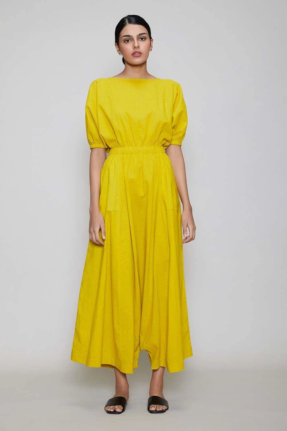 Mati Yellow Jumpsuit With Elasticated Waist - Image 2