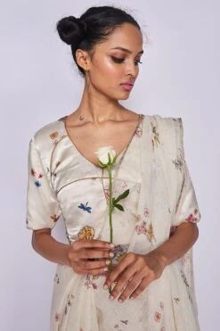 Nadiya Paar Natural Garden Satin Blouse
