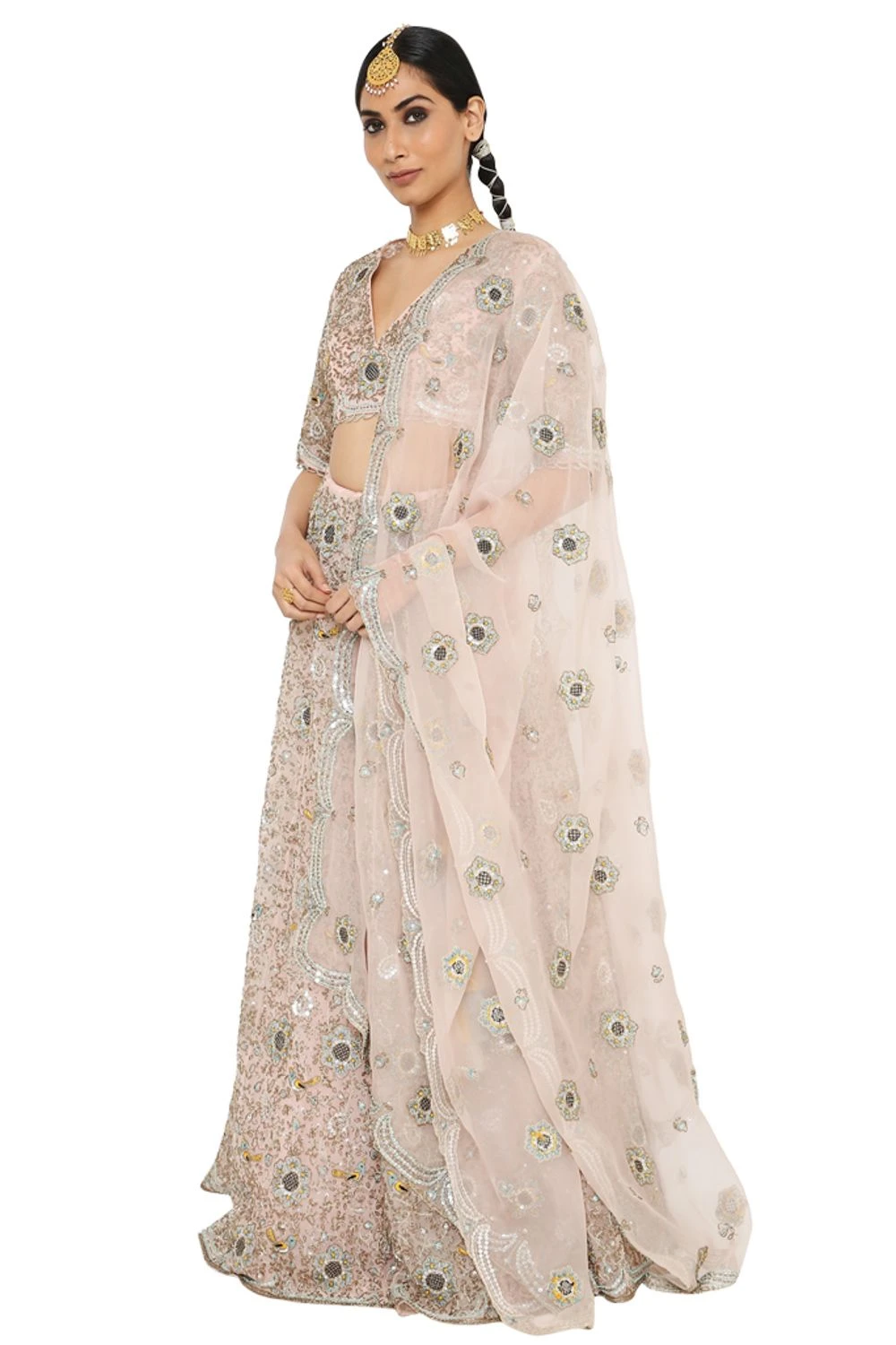 Payal Singhal Rose Pink Embroidered Organza Lehenga Set - Image 2
