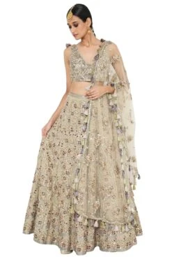 Payal Singhal Olive Green Embroidered Lehenga Set