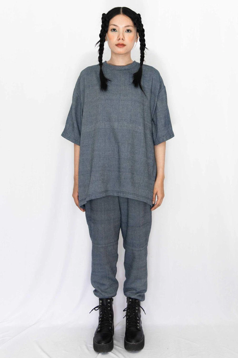 Rias Jaipur Charcoal Grey Cotton Denim T-shirt