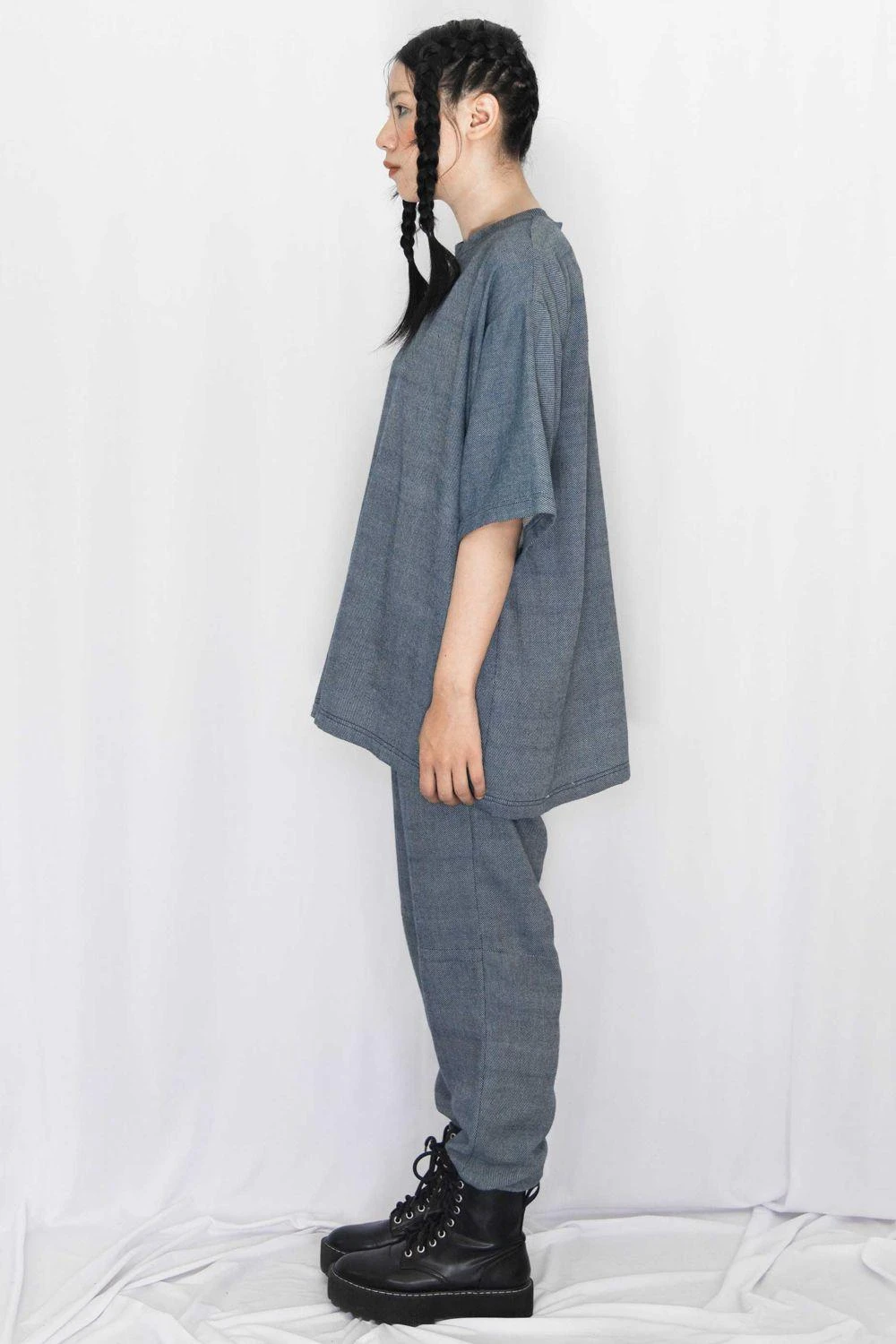 Rias Jaipur Charcoal Grey Cotton Denim T-shirt - Image 3