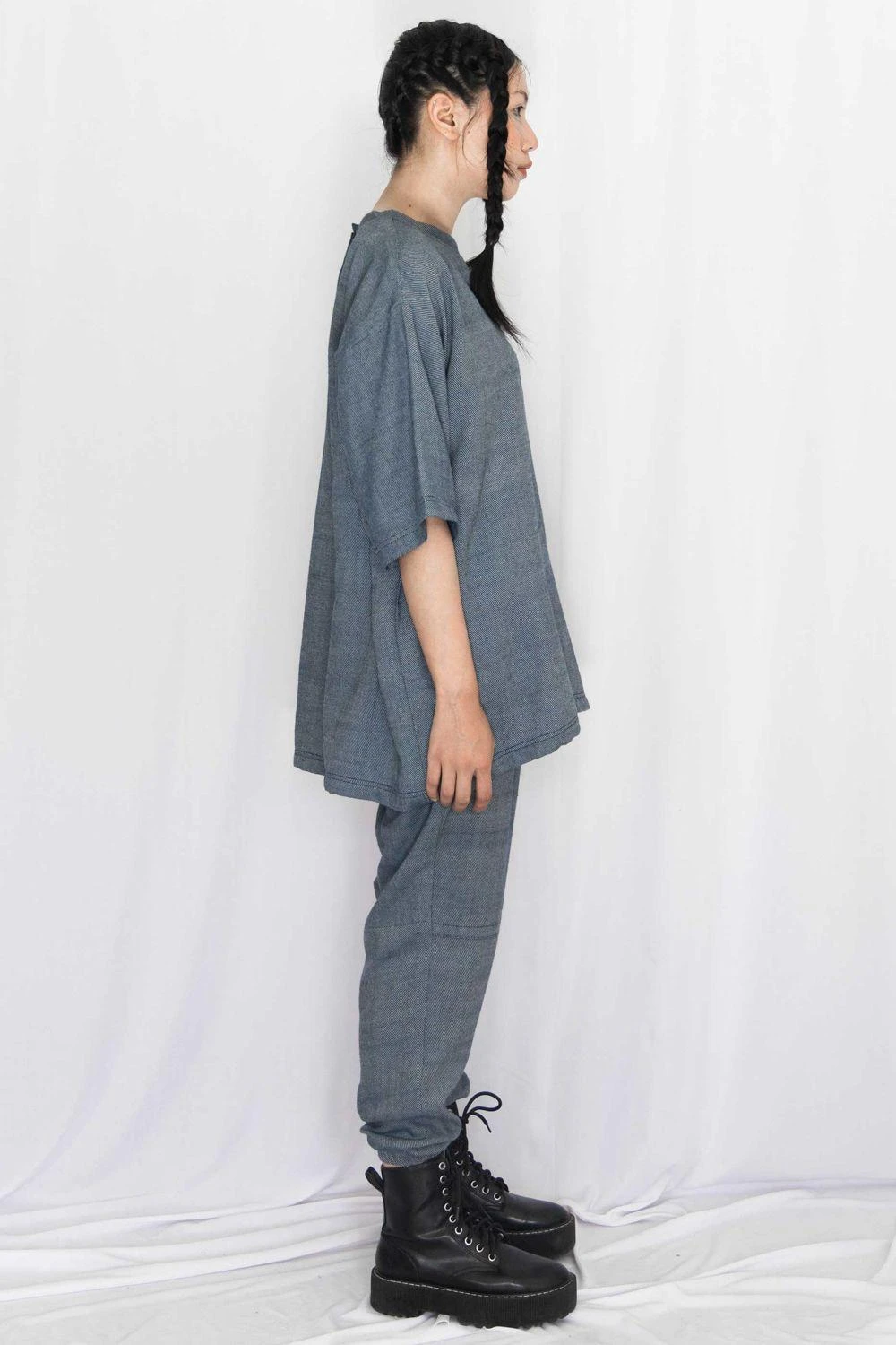 Rias Jaipur Charcoal Grey Cotton Denim T-shirt - Image 4