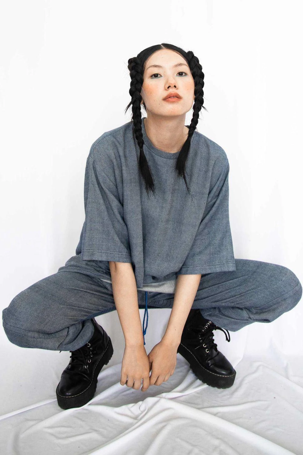 Rias Jaipur Charcoal Grey Cotton Denim T-shirt - Image 5