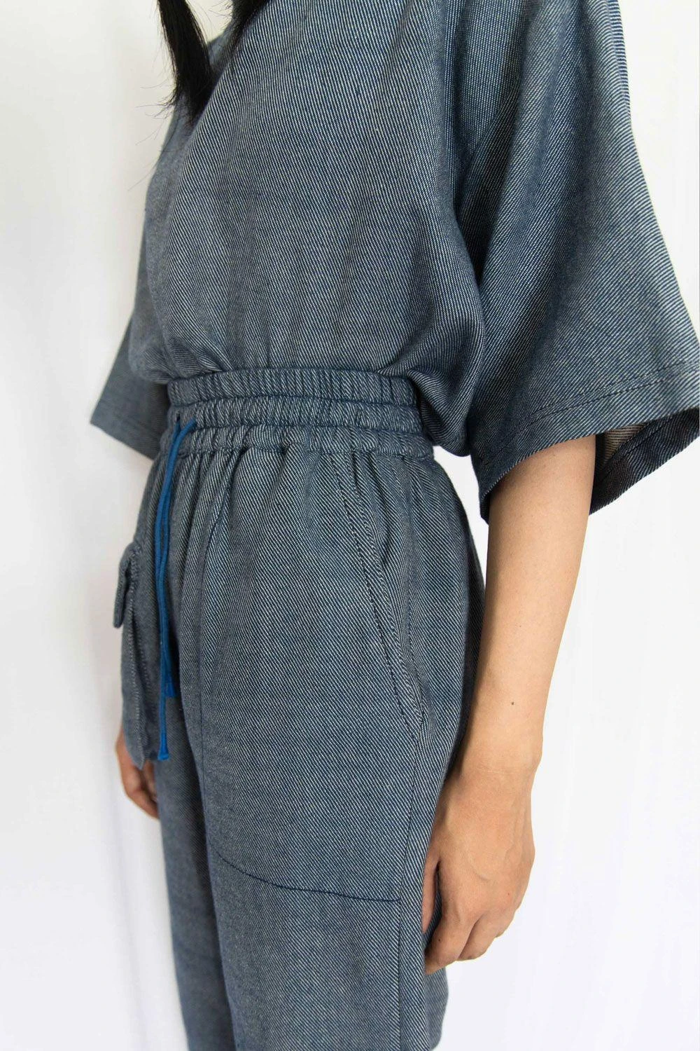 Rias Jaipur Charcoal Grey Cotton Denim T-shirt - Image 6