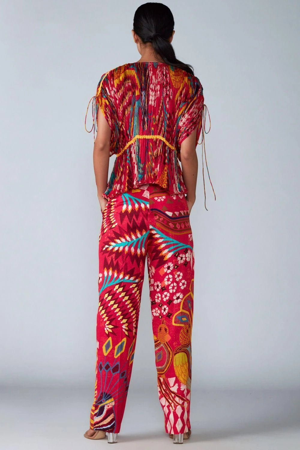 Saaksha & Kinni Pink Micro Pleated Kaftan Top - Image 2