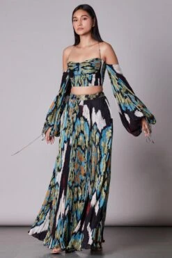 Saaksha & Kinni Ikat Print Micro Pleated Bustier