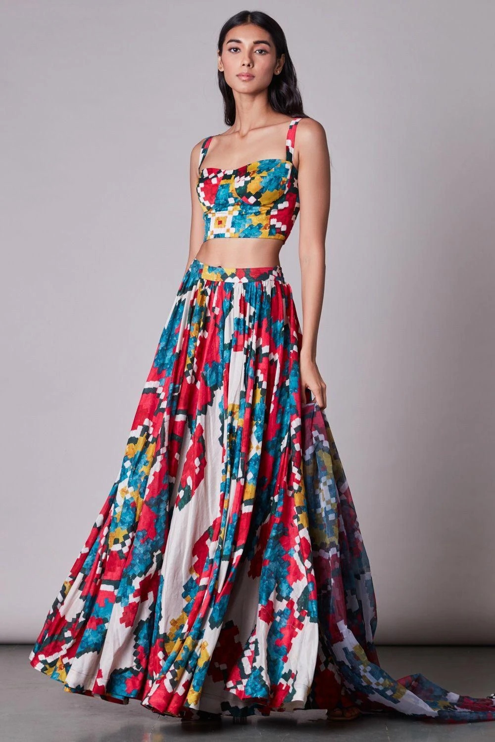 Saaksha & Kinni Ikat Print Satin Bustier