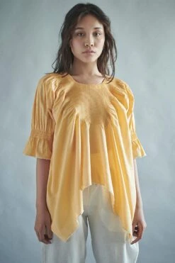 SWGT Yellow Asymmetrical Top With Moulded Pintucks