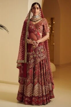 Varun Bahl Fully Embroidered Maroon Lehenga